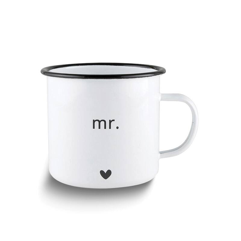 Curata Enameled Steel Mr. and Mrs. Mug Set