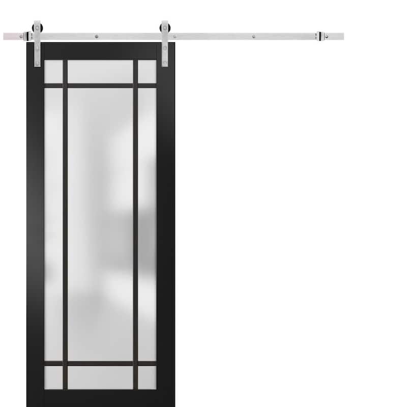 Sturdy Barn Door 18 x 80 Planum 2112 Matte Black 6.6FT - Black - 36" x 80"