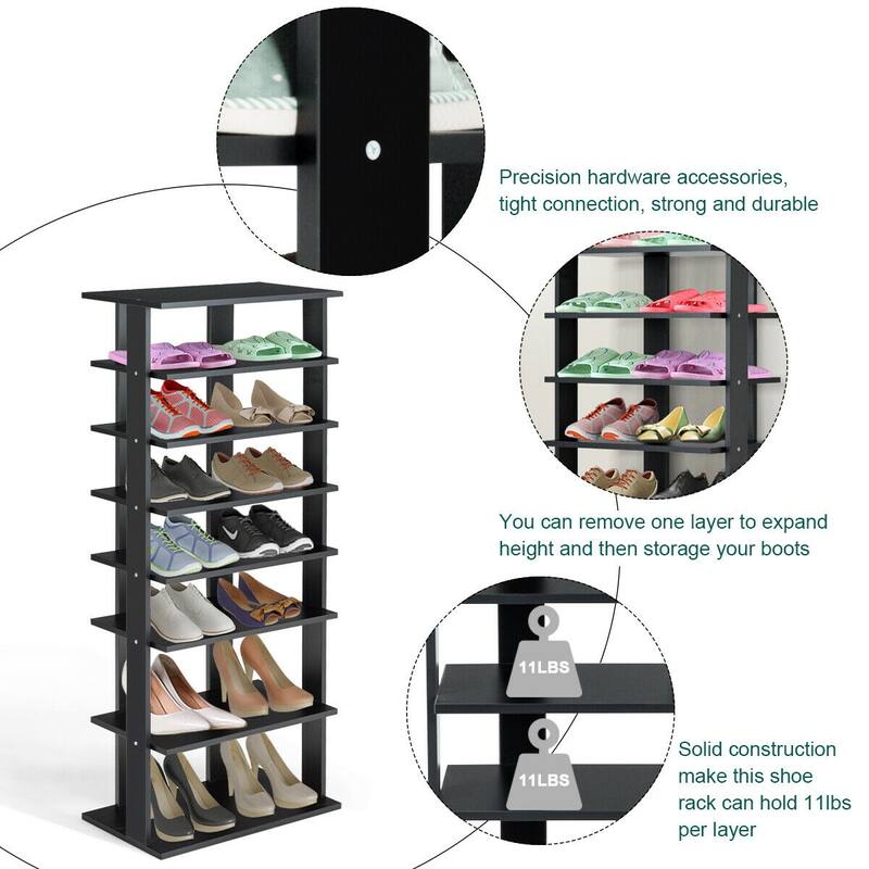 Gymax Patented 7-Tier Dual Shoe Rack Practical Free Standing Shelves
