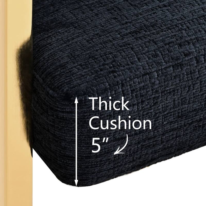 25" Seat Height Upholstered Chenille Gold Matel Counter Stool