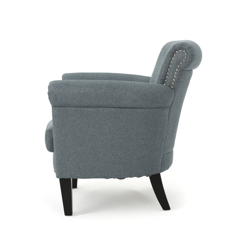 Roomfitters Upholstered Club Chair with Rolled Arms, Nailhead Trim and Cushioned Seat, Stylish Accent Armchair