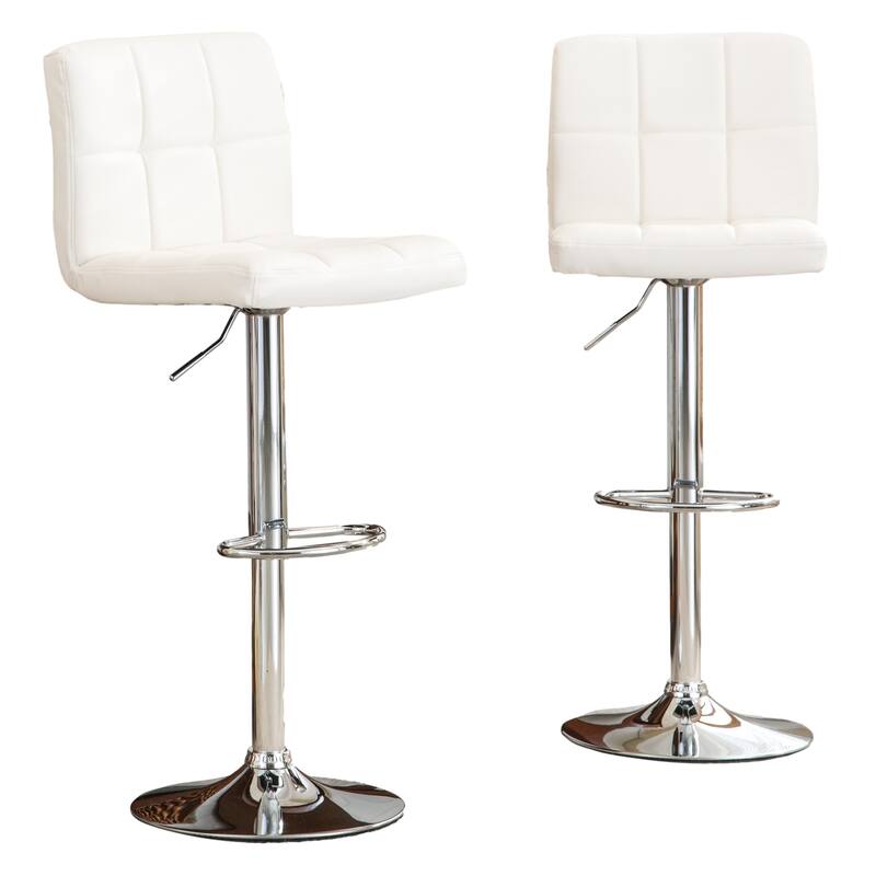 PU Leather Adjustable Swivel Barstools Set of 2, Hydraulic Counter Height Chair with Footrest for Kitchen Island, Dining Room
