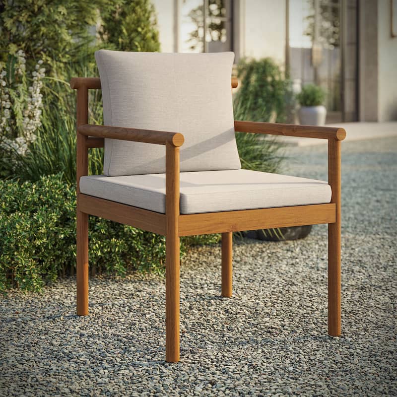 Eleni Outdoor Patio Teak Wood Rope Dining Chair - Natural Sail