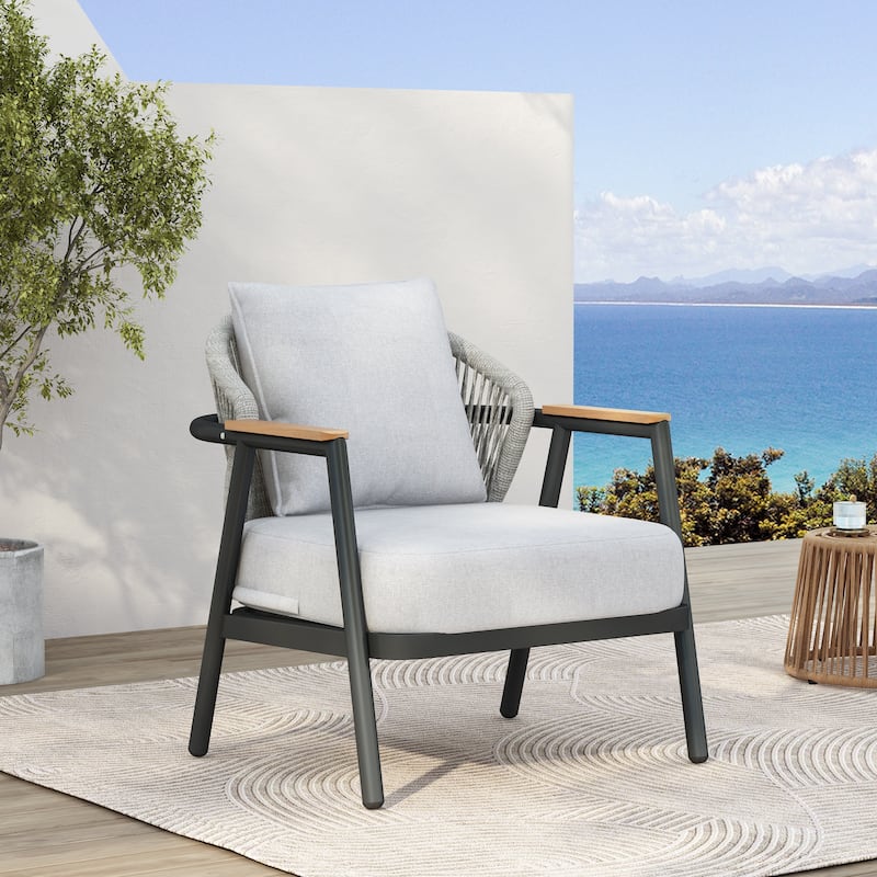 Christopher Knight Home - Orla Outdoor Rope Club Chair with Textured Taupe Cushion