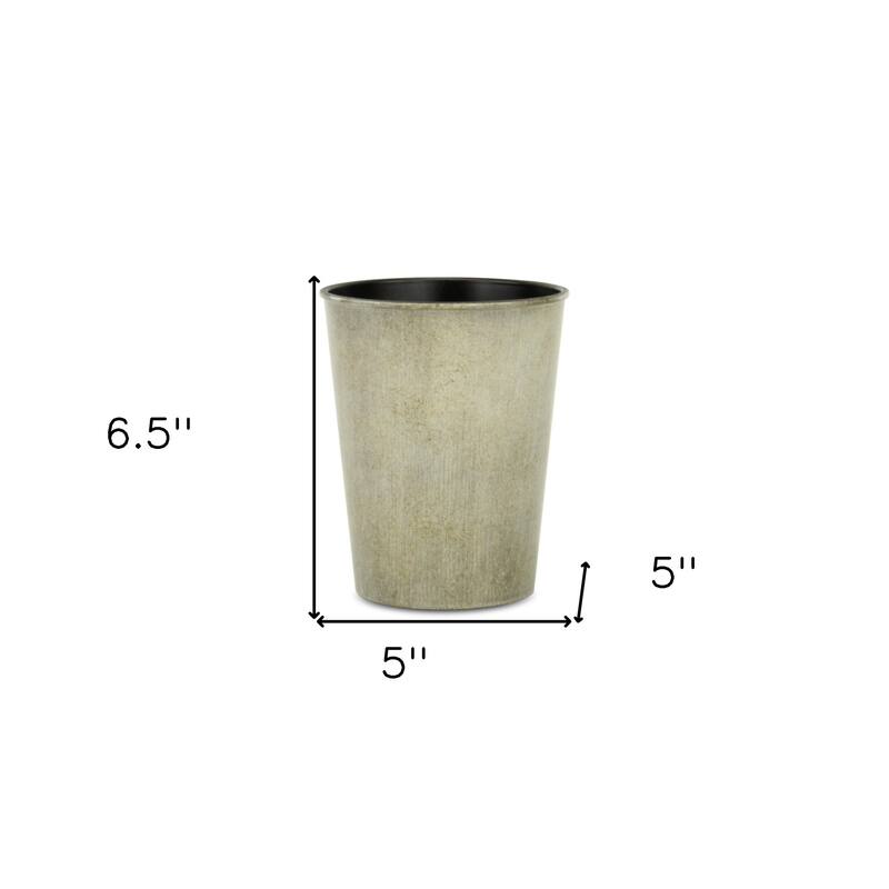 HomeRoots 5" Gray Recycled Plastic Indoor Outdoor Round Pot Planter