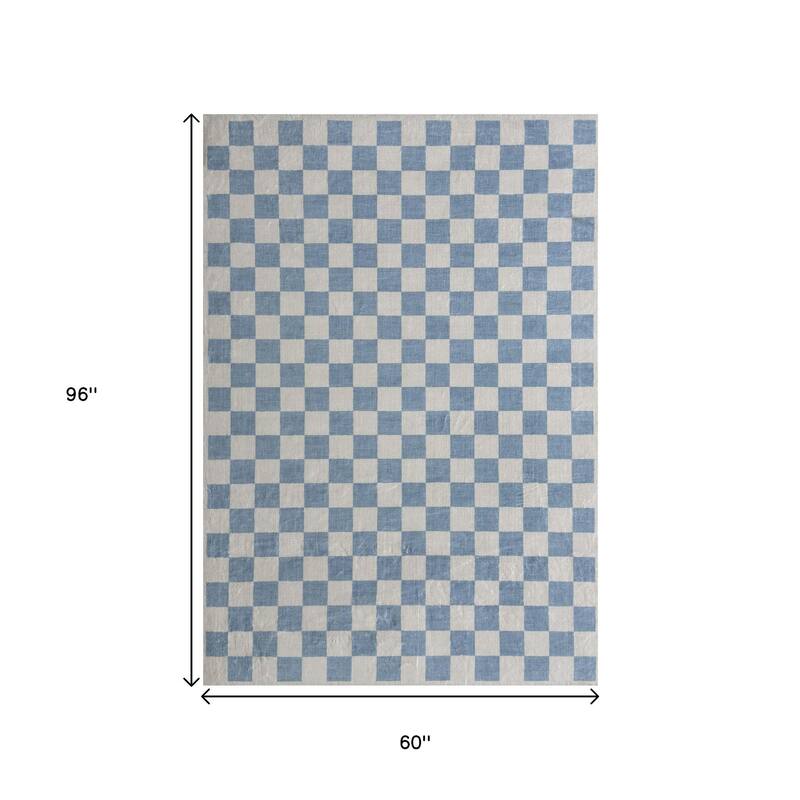 HomeRoots Checkered Modern Rectangle Area Rug - 96 in. x 60 in. x 0.4 in.