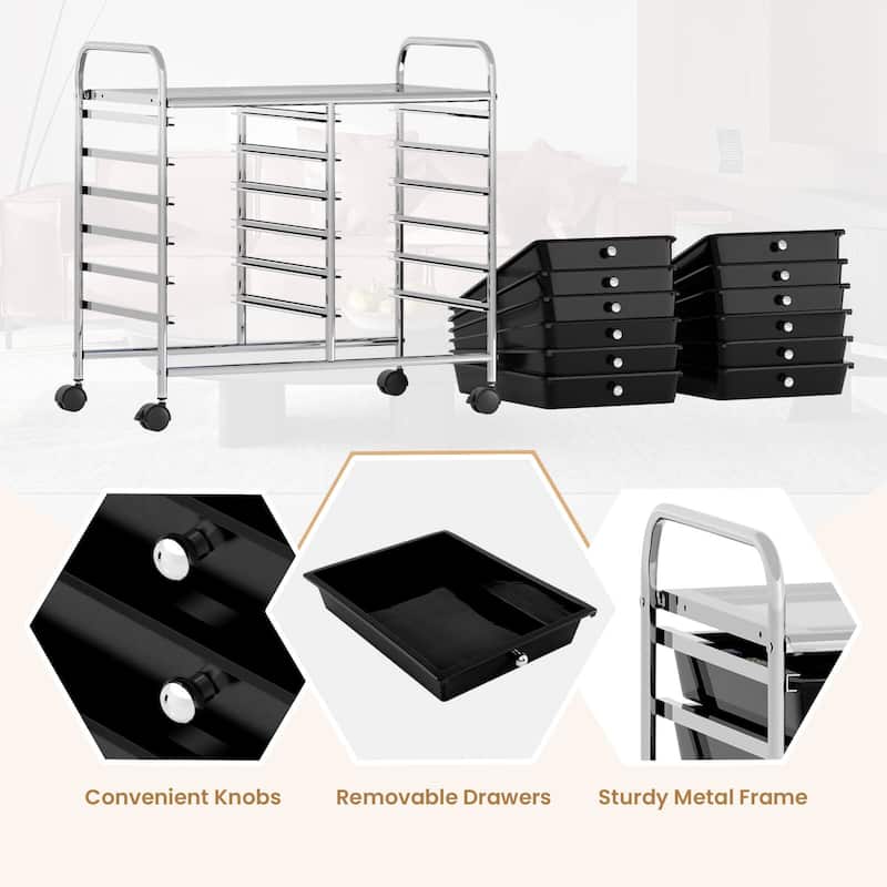 Costway 12 Drawers Rolling Cart Storage Scrapbook Paper Studio - See Details