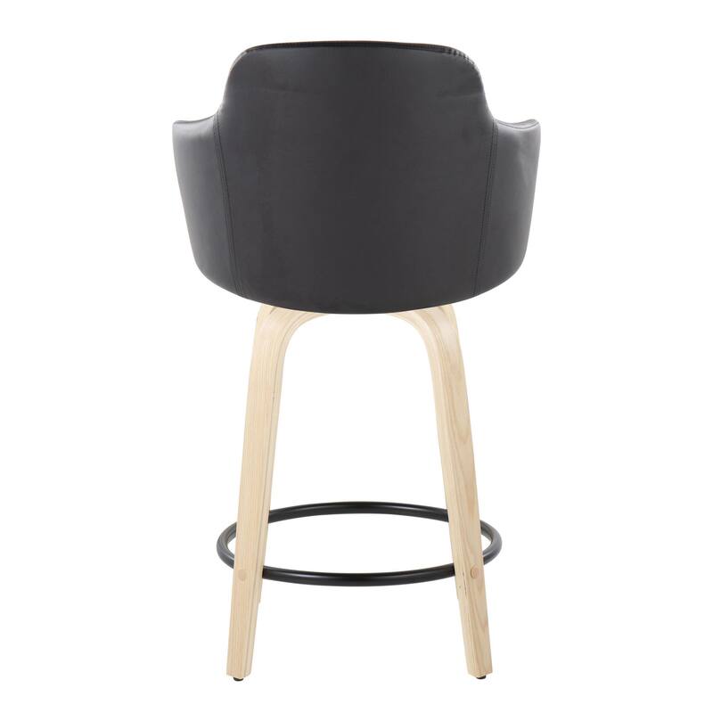 Carson Carrington Iglabo 24" Fixed-Height Counter Stool with Bent Wood Legs and Round Footrest (Set of 2)