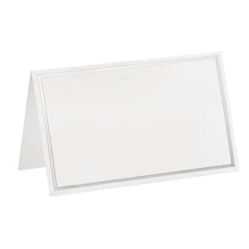 Blank Greeting Cards,100Pcs Favor Decor Foldable Blank Card, Silver Tone White - Silver Tone White