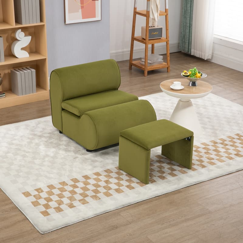 Upholstered Tufted Living Room Chair Textured velvet Fabric Accent Chair with Metal Stand