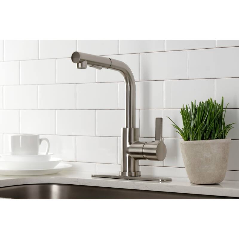 Kingston Brass Continental 1.8 GPM Single Hole Pull Out Kitchen Faucet
