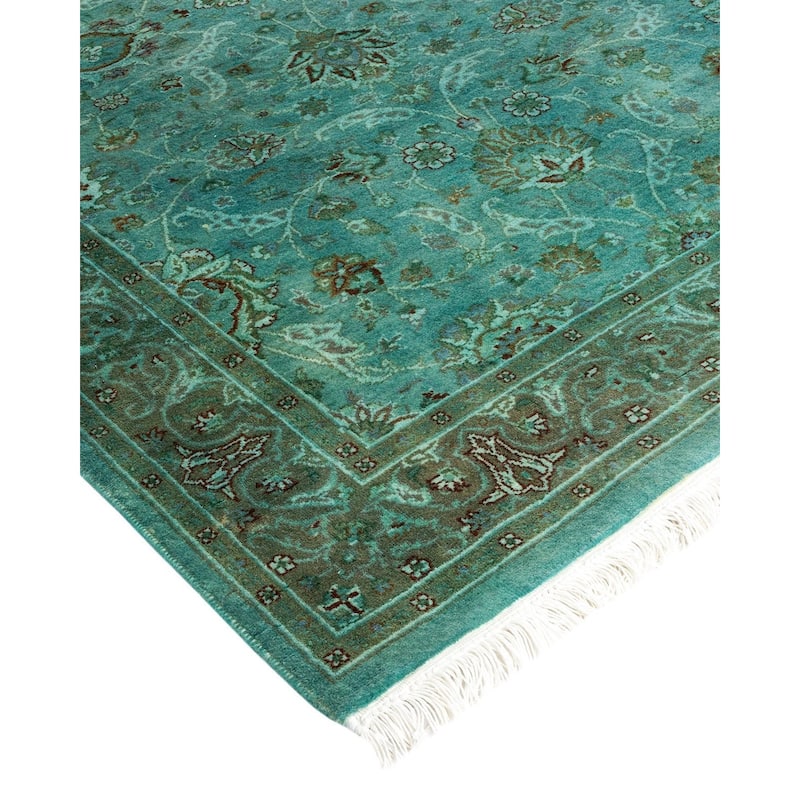 Overton Hand Knotted Wool Vintage Inspired Modern Contemporary Overdyed Blue Area Rug - 3' 2" x 5' 4"