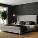 preview thumbnail 1 of 8, Mr. Kate Tess Upholstered Wingback Bed Frame, King, Ivory Linen Grey