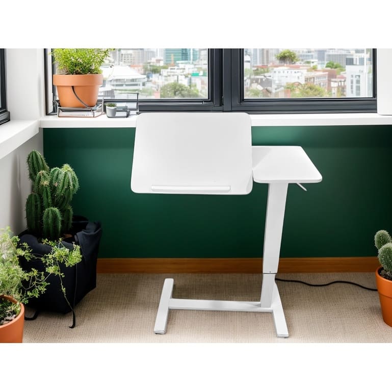 Overbed Bedside Desk Mobile Rolling Laptop Stand Tilting Overbed Table with Wheels Height Adjustable Tray Table