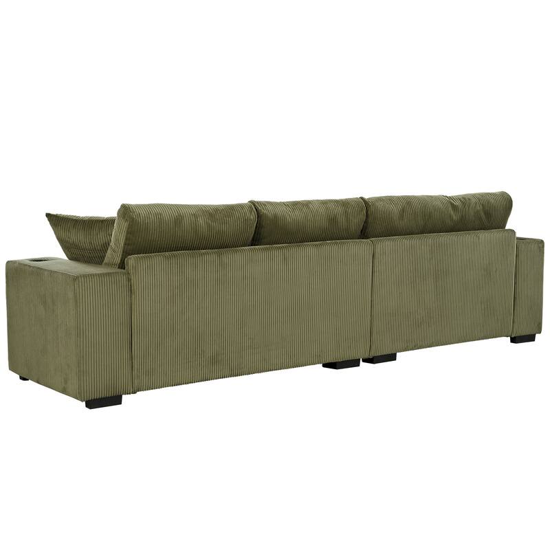 Deep Seat Sleeper Sofa Sectional Sofa Bed Built-in Cup Holders, Charging Ports