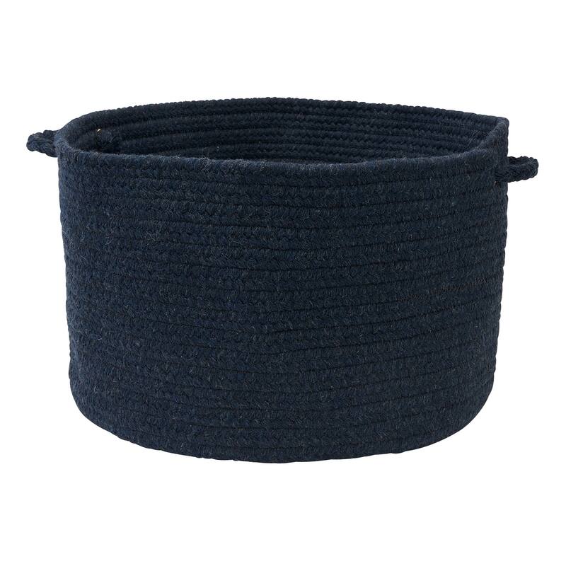Bristol Braided Wool blend Storage Basket - 18"x18"x12" - Blue Moon