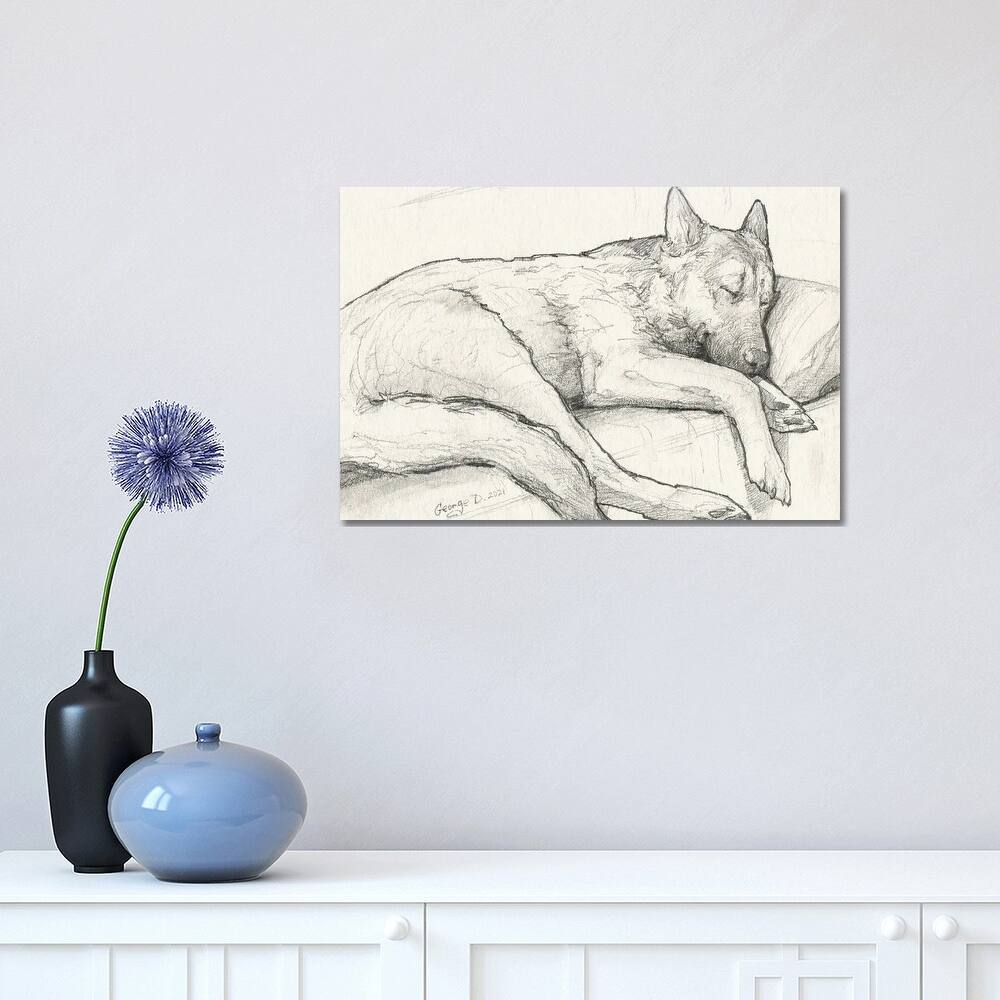 iCanvas "Sleeping German Shepherd Old Paper" by George Dyachenko Canvas Print