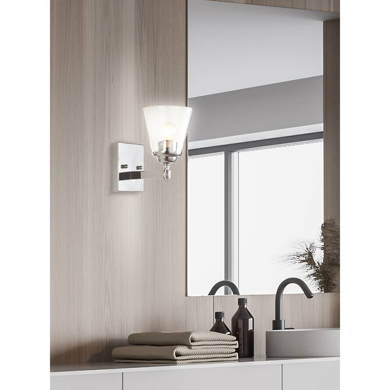 August Hurricane Metal/Glass Vanity, Chrome by JONATHAN Y