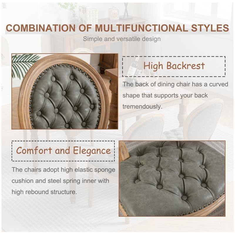 French Style Solid Wood Dining Chair with Nailhead Set of 4