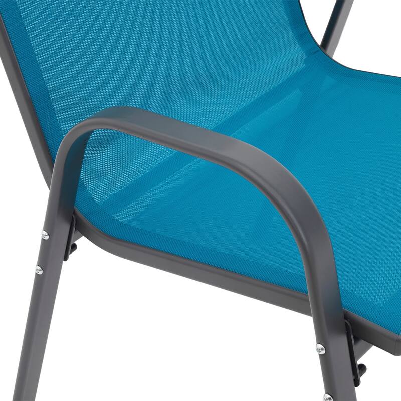 4 Piece Patio Chairs, Outdoor Camping Chairs with Breathable Textilene Fabric, Set of 2 Garden Chairs with Armrest High Backrest