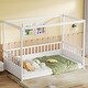 preview thumbnail 3 of 26, Children's Style Drop-down Roof Bed,Wooden Montessori Floor Bed