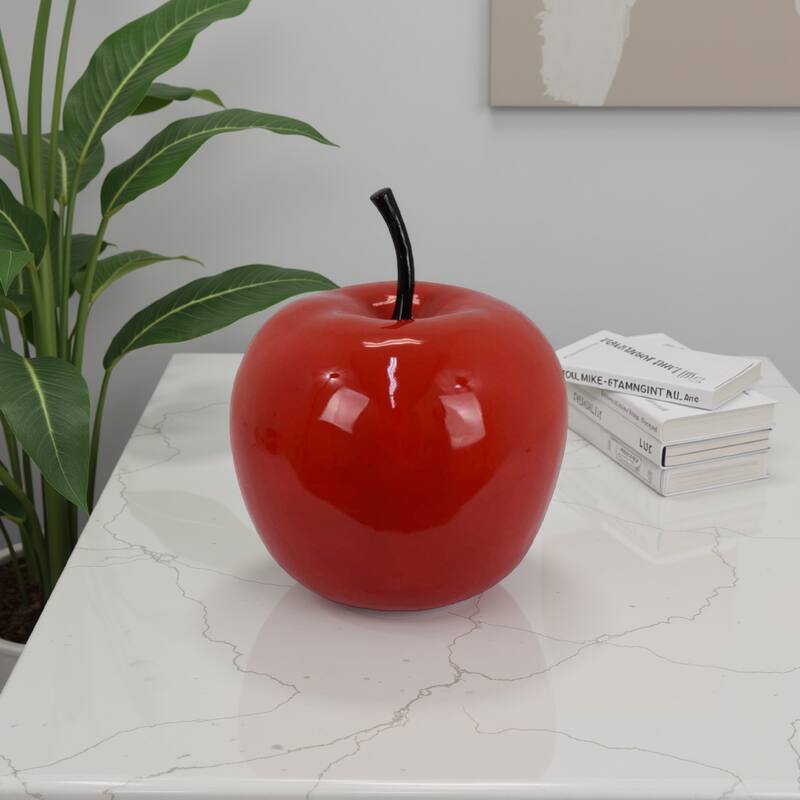 Masu Tabletop Accent Decor, 16 Inch Apple Design Glossy Red Resin Body