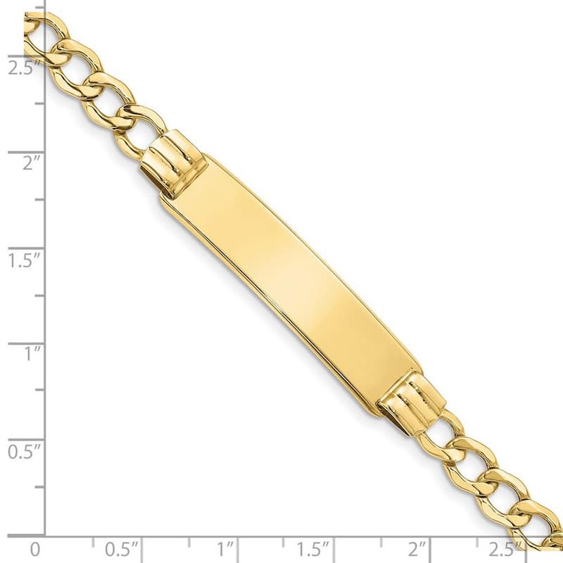 Curata 9.97mm 10k Yellow Gold Engravable Semi solid Curb Link ID Bracelet