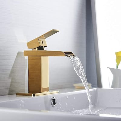 Gold Single Hole Bathroom Faucet