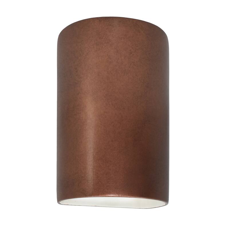 Justice Design Ambiance - Small Cylinder Wall Sconce - Closed Top - Replaceable Bulb - Antique Copper