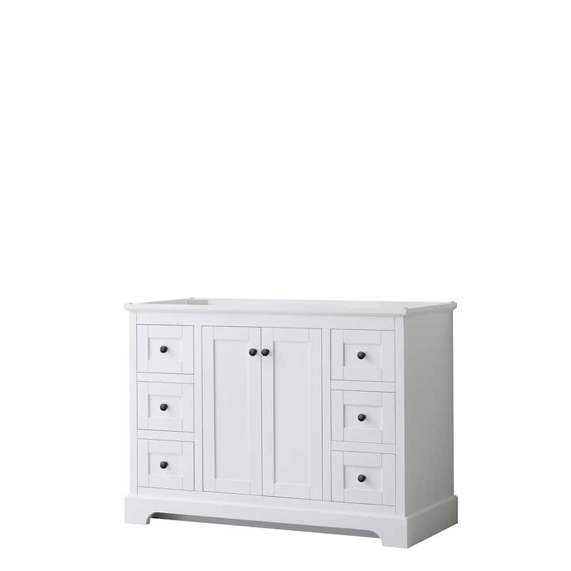 Avery 48-inch Single Vanity, No Top, No Sink, No Mirror - White, Black Trim, No Top