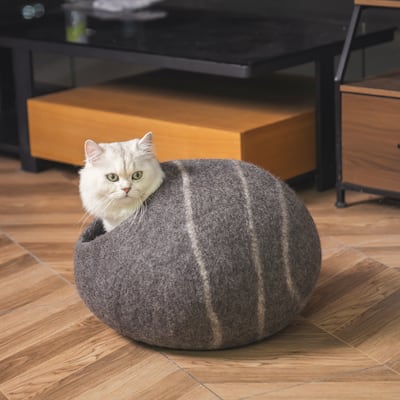Cat Cave Bed -Handmade Wool Cat Bed Cave - 17.72"x17.72"x11.80"INCH