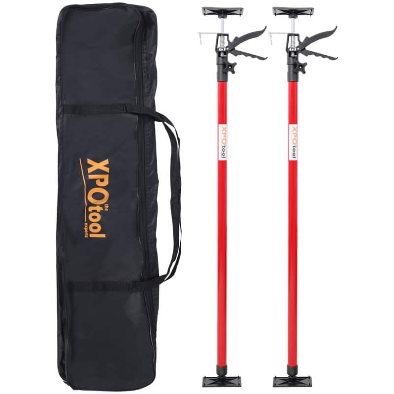 2 Pack Steel Adjustable Support Poles (45 to114") ,3rd Hand Support System for Jacks, Cargo Bars and Cabinets with Carry Bag - Red