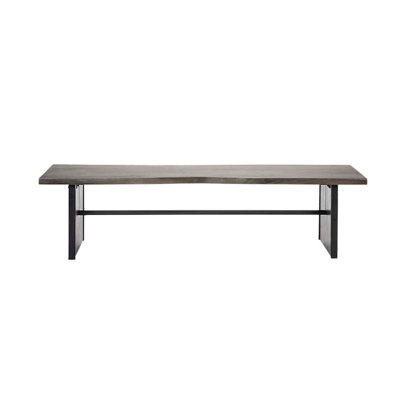 HomeRoots Rectangular Indian Mango Woodbrown Tone Finish W Metal Cladding On The Base Dining Bench