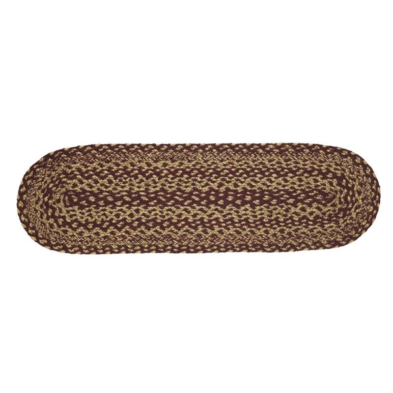 Red Primitive Flooring VHC Burgundy Tan Jute Stair Tread Jute - 8.5x27