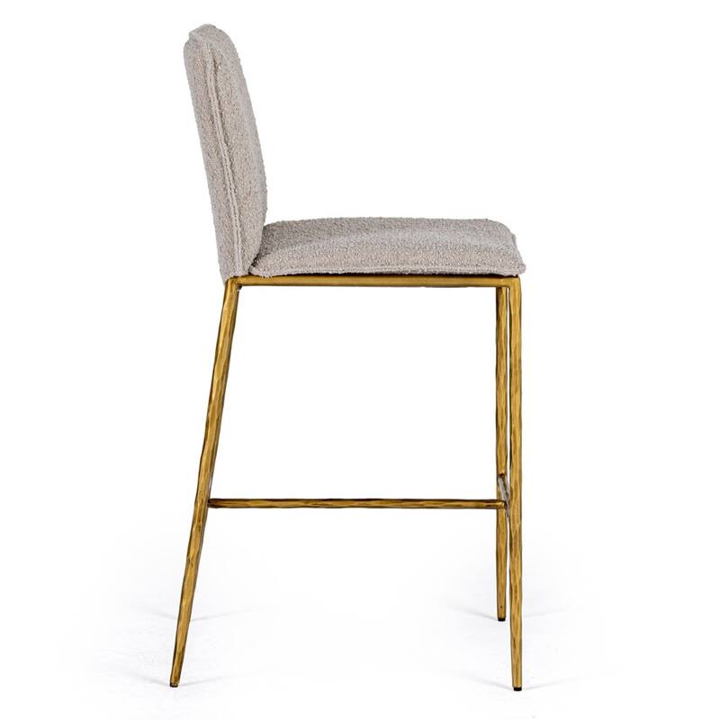 Modrest Atlanta Modern Beige Fabric & Brass Counter Chair
