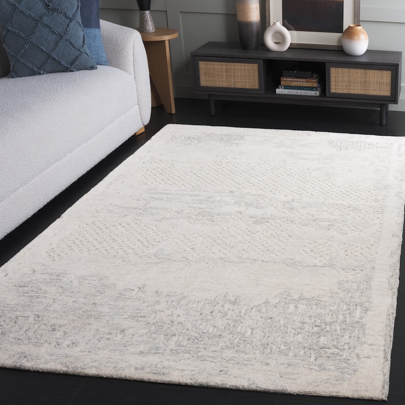 SAFAVIEH Handmade Harvest Dylis Modern Contemporary Wool Rug - 5' x 8' - Silver/Ivory