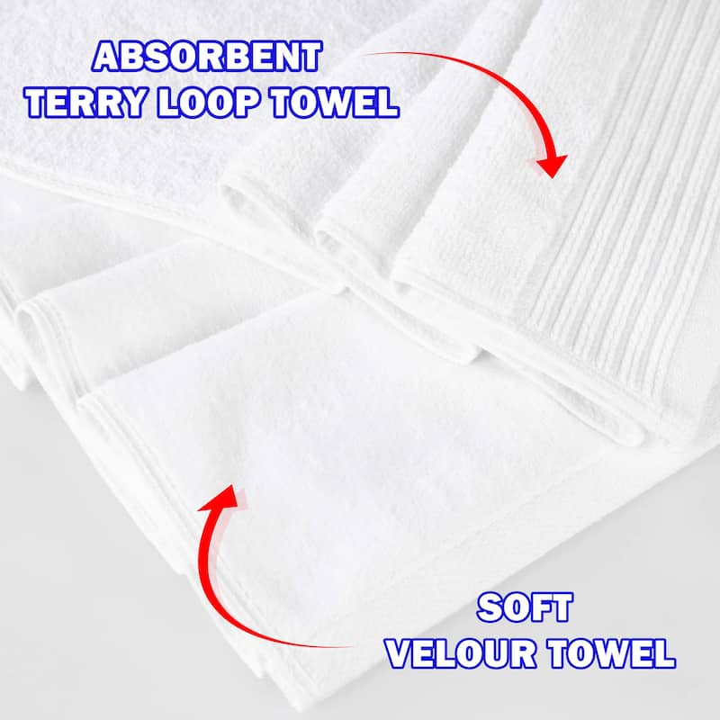 Superior Cotton Quick-Drying Solid and Marble 10 Piece Towel Set