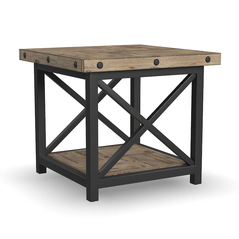 Homestyles Carpenter Brown Wood Lamp Table - 25" x 23" x 25"