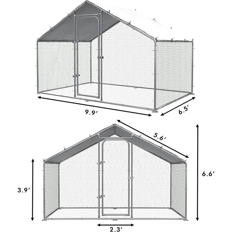 BOSSIN Bold Chicken Coop Run Large Metal Chicken Pen OutdoorPoultry Cage Spire Shape Heavy Duty Walkin for Yard with Waterproof
