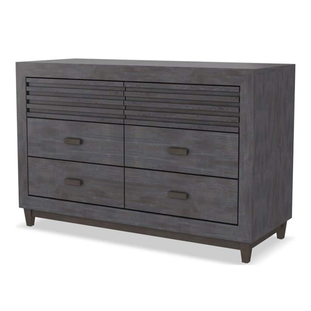 Biom Wide Dresser, 6 Storage Drawers, Charcoal Brown Solid Hardwood
