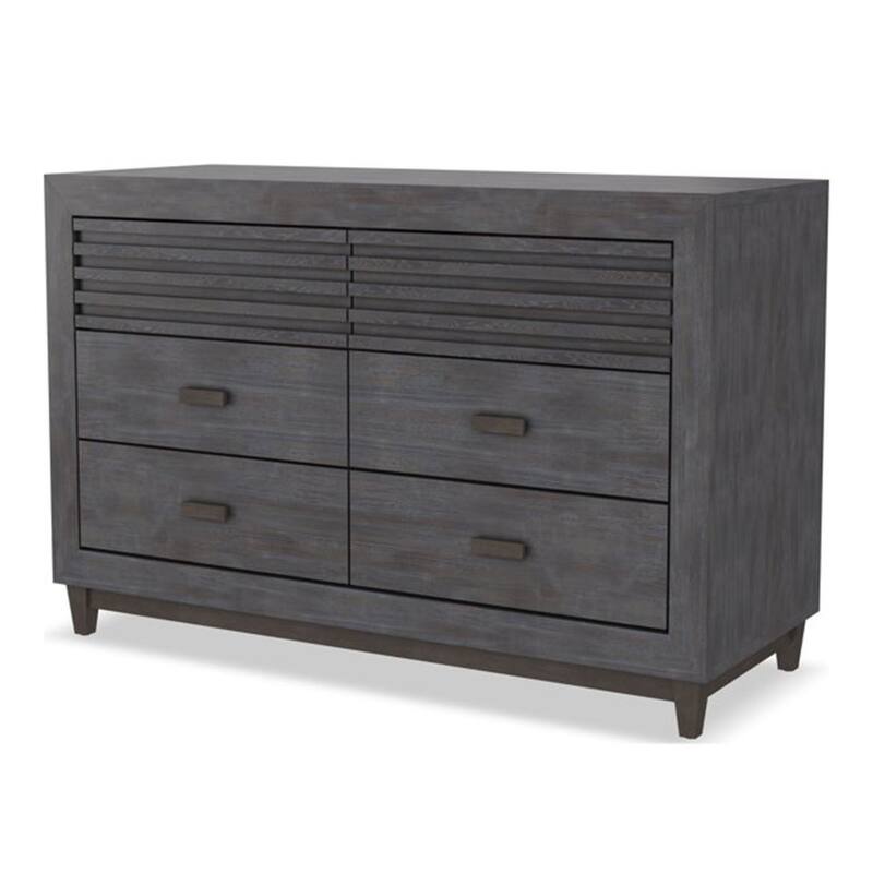 Biom Wide Dresser, 6 Storage Drawers, Charcoal Brown Solid Hardwood