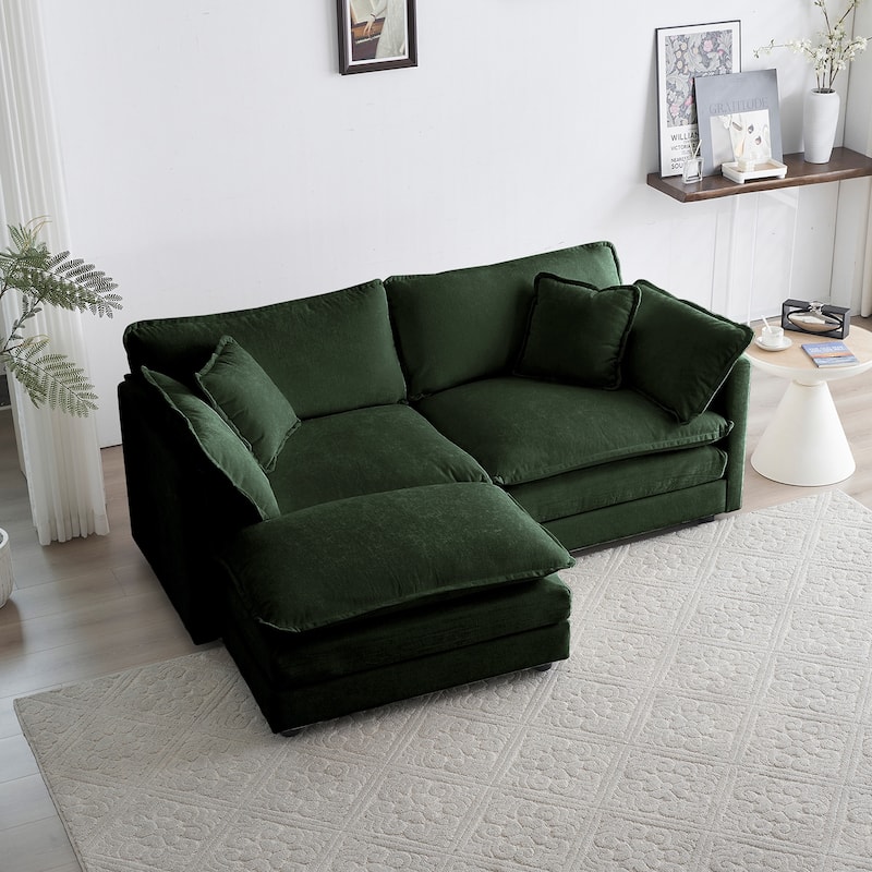 Modern L shaped sectional sofa with footstool for small space living