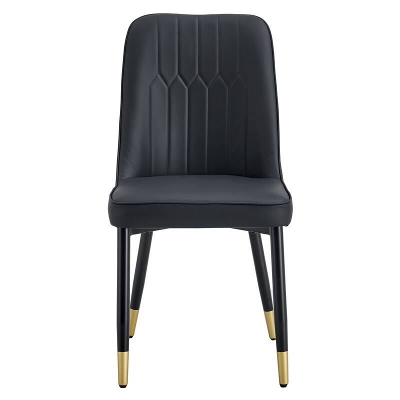 Modern Faux Leather Dining Chair Set of 4, Upholstered Kitchen Side Chair with Metal Legs Armless Chair for Living Room