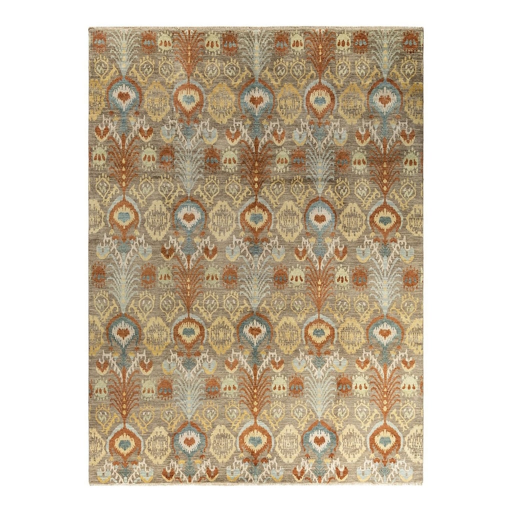 Ikat One-of-a-Kind Hand-Knotted Area Rug - Rust, 9' 0" x 12' 1" - 9' 0" x 12' 1"