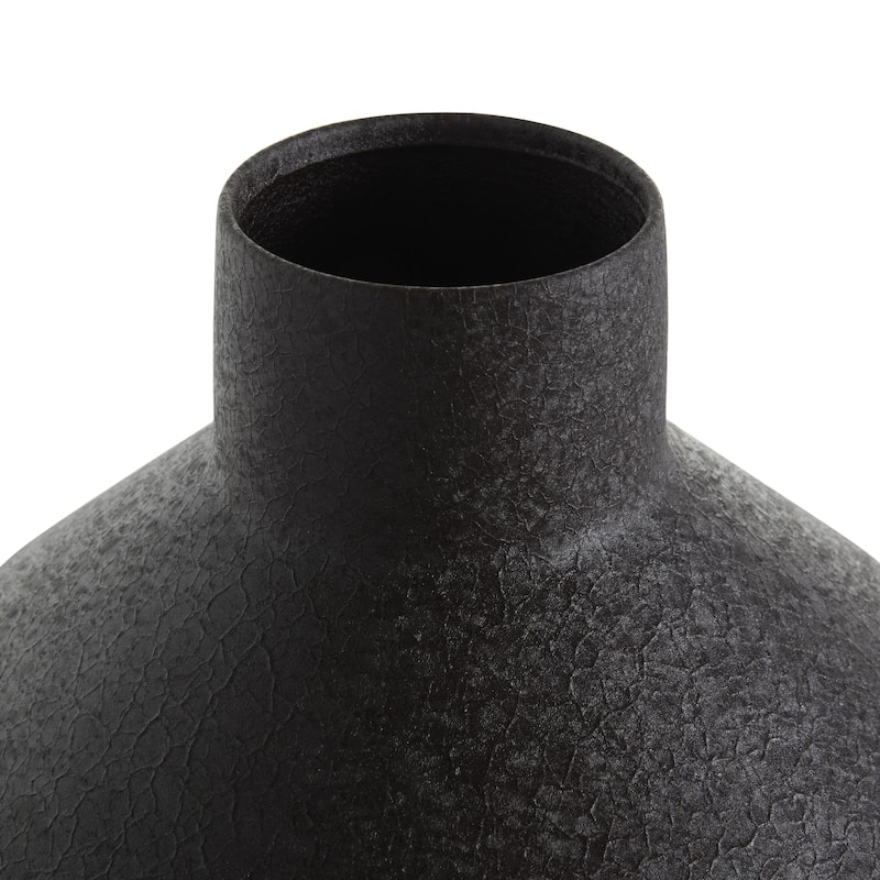 Metal Textured Tapered Decorative Vase - Set of 2 Black - Roche River Decor