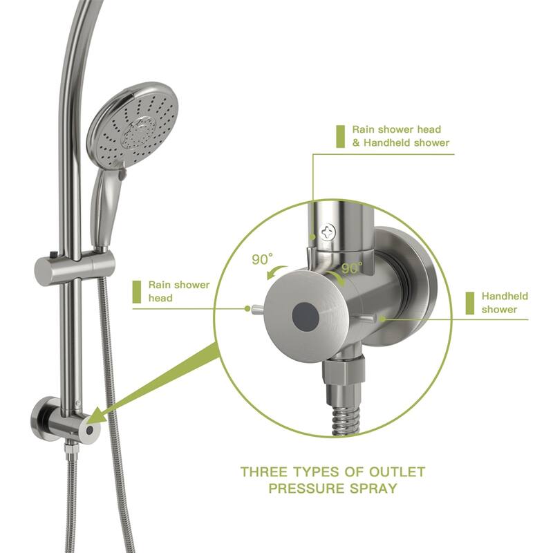 5" Multi Function Dual Shower Head with Adjustable Slide Bar
