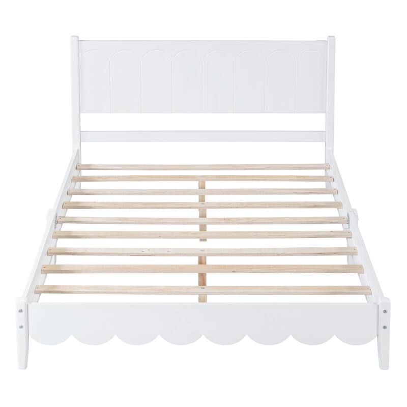Wood Platform Bed Frame with Rectangular Headboard