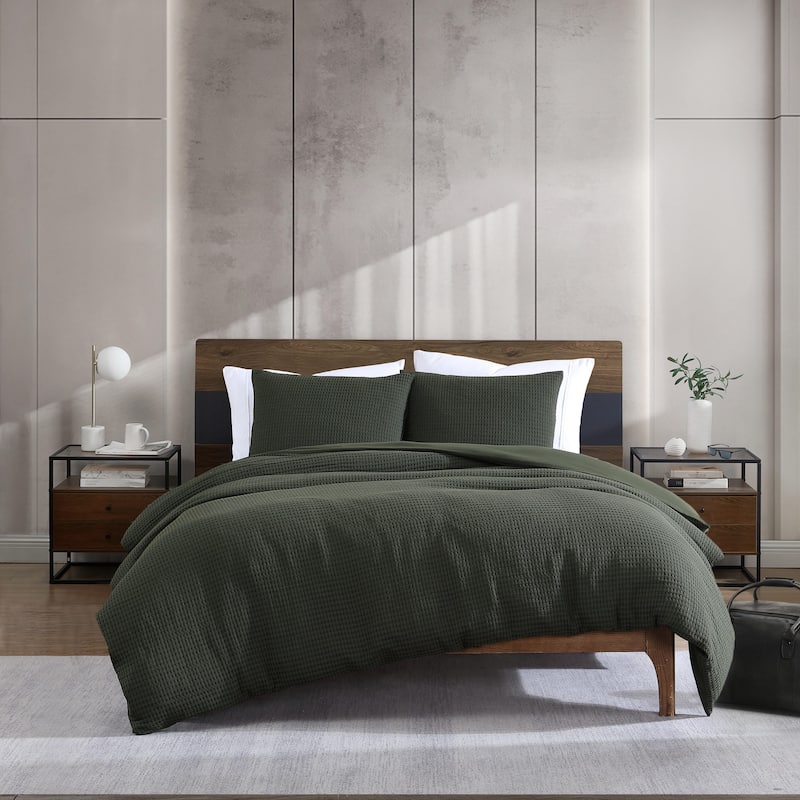 Kenneth Cole Solid Waffle Duvet Cover Set