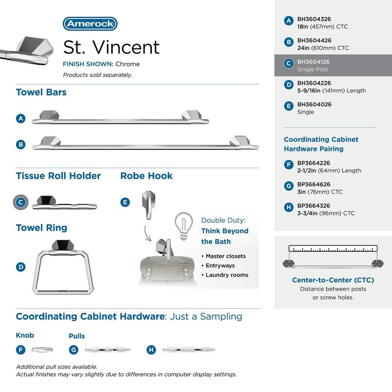 Amerock St. Vincent Single Post Toilet Paper Holder