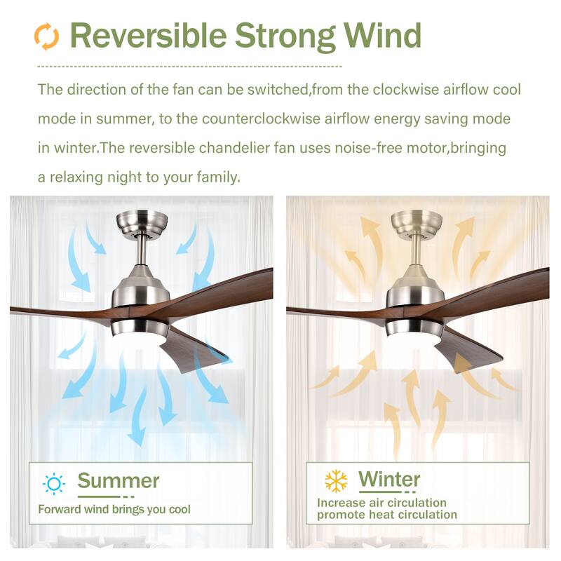 52" Ceiling Fan with Lights Remote Control,Quiet DC Motor 3 Blade Ceiling Fans 6 Speed Levels,Reversible Ceiling Fan